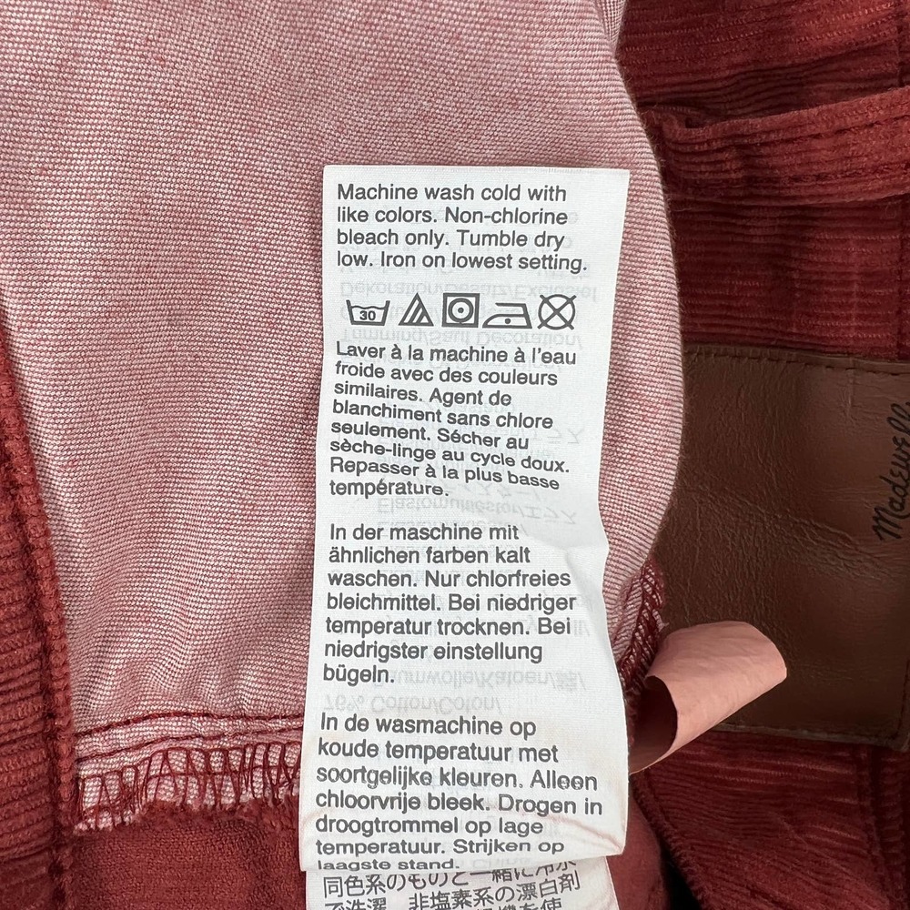 MADEWELL Pants Womens 27 Rust Cali Demi Boot Jeans Corduroy Button Front Edition - Picture 12 of 16